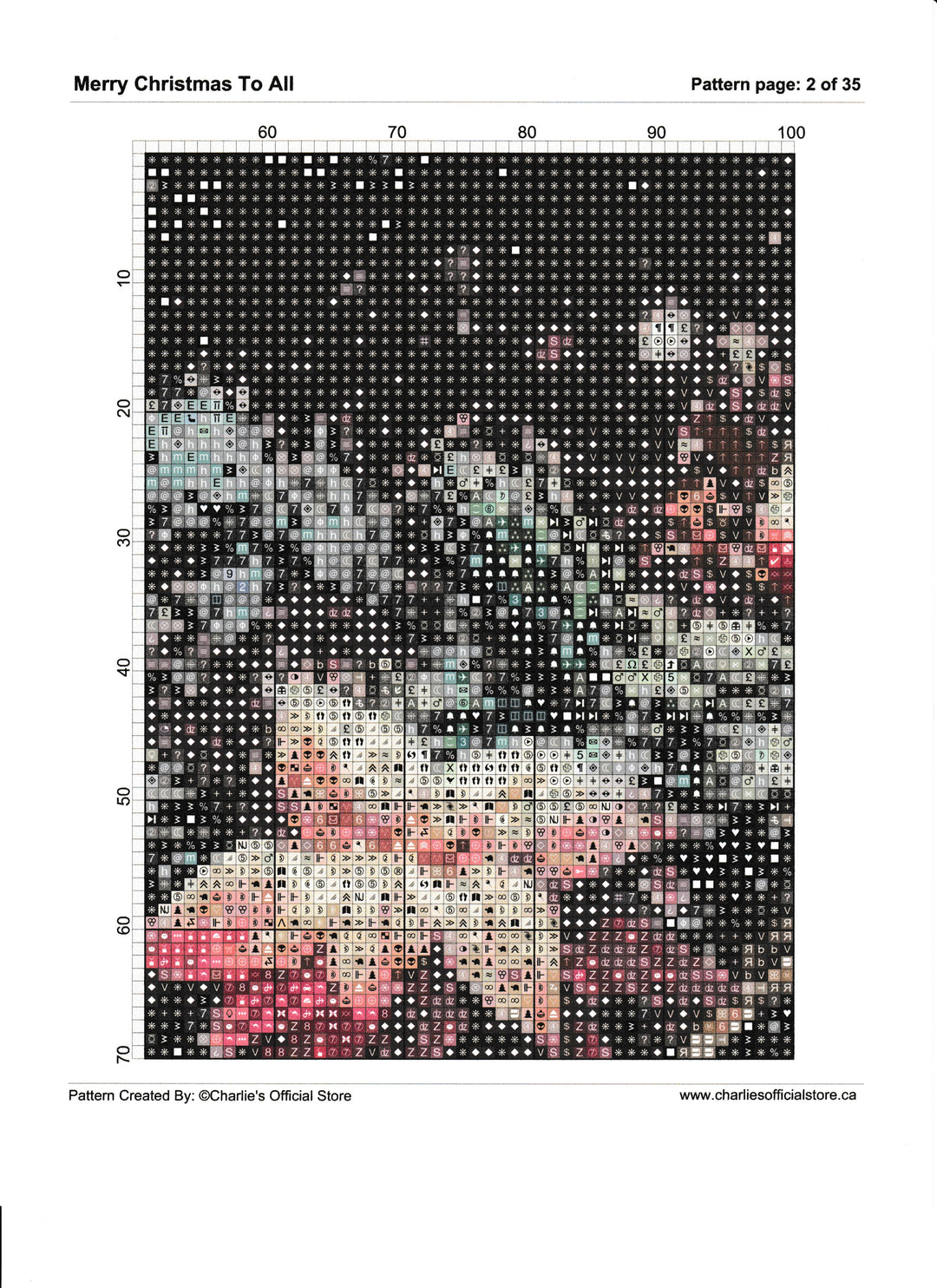 Counted Cross-Stitch A Merry Christmas To All Full Coverage Digital Downloadable Pattern Charlie's Official Store