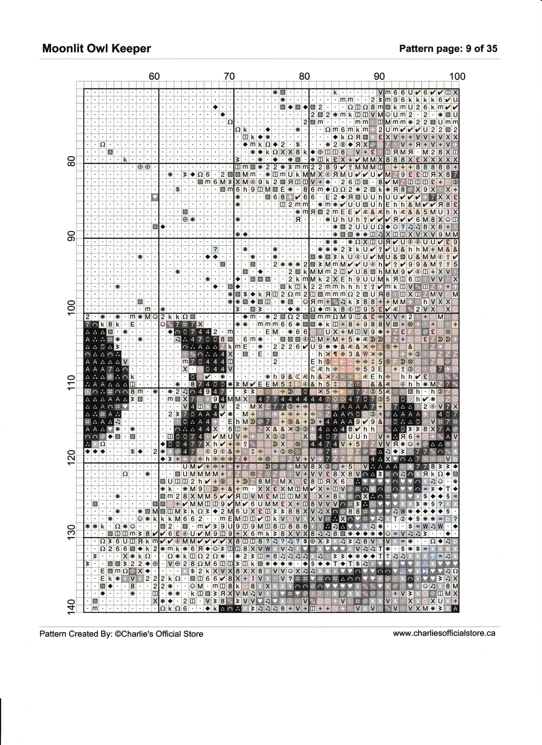 Counted Cross Stitch Moonlit Owl Keeper Full Coverage Digital Download PDF File Charlie's Official Store