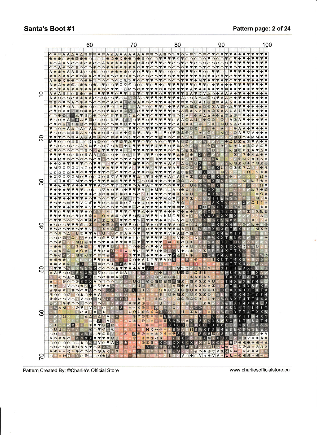 Counted Cross Stitch Santa's Boot #1 Full Coverage Digital Download PDF File Charlie's Official Store