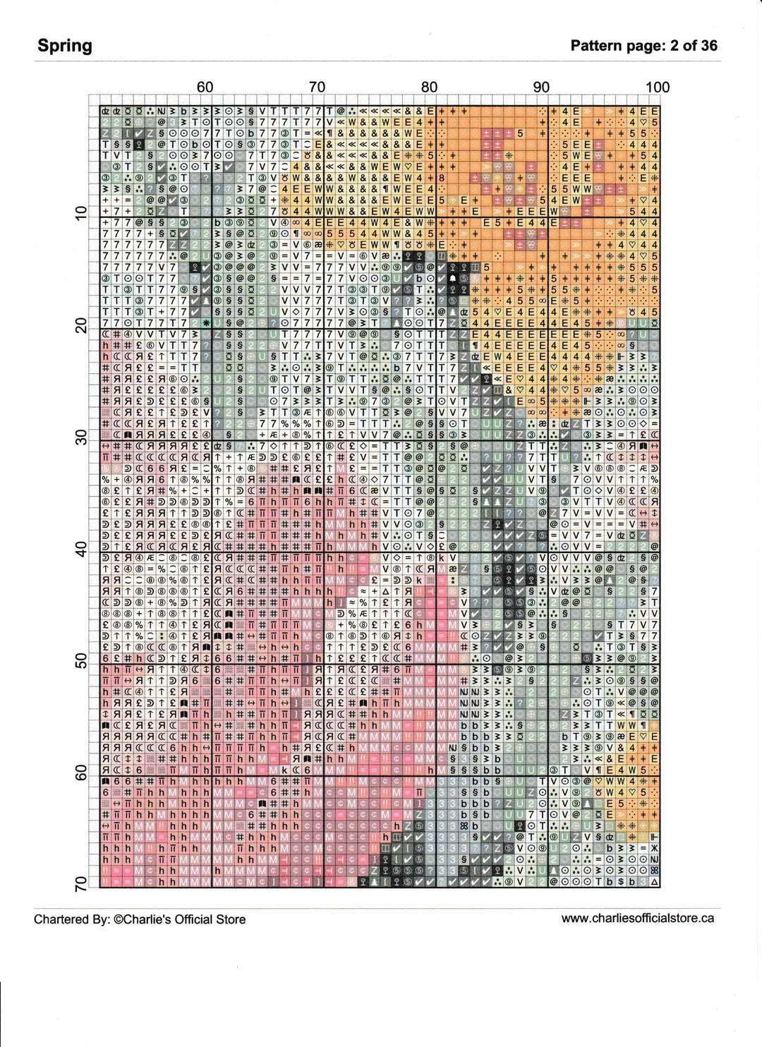 Counted Cross Stitch - Spring - Digital Download PDF File Charlie's Official Store