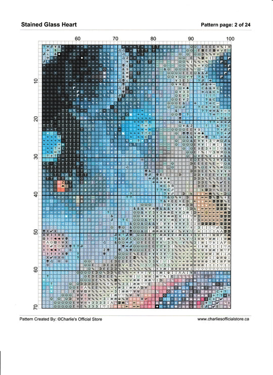 Counted Cross Stitch Stained Glass Heart Full Coverage Digital Download PDF File (Copy) Charlie's Official Store