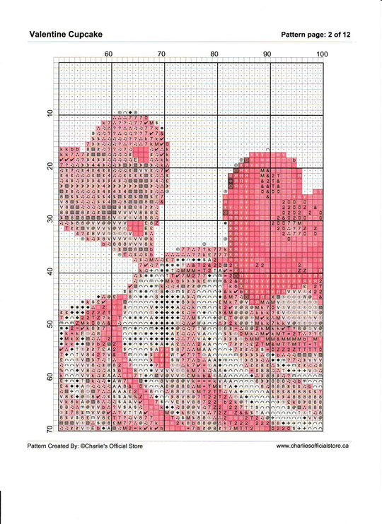 Counted Cross Stitch - Valentine Cupcake - Partial Coverage Digital Download PDF File (Copy) Charlie's Official Store
