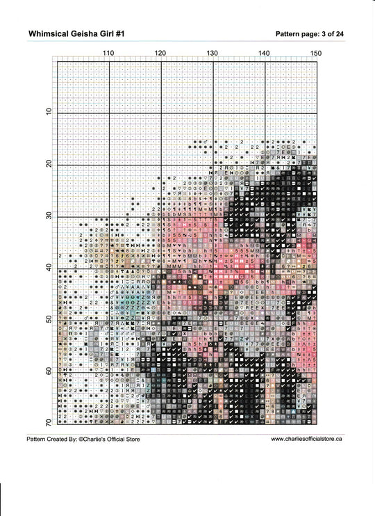 Counted Cross Stitch - Whimsical Geisha Girl #1 - Digital Download PDF download file