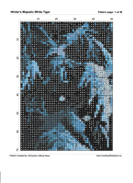 Counted Cross Stitch Winter's Majestic Whiter Tiger Full Coverage Digital Download PDF File (Copy) Charlie's Official Store