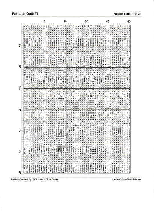 Counted Cross Stitch Fall Leaf Quilt #1 / 11ct & 14ct Digital Download PDF Files Charlie's Official Store