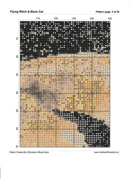 Counted Cross Flying Witch & Black Cat Digital Download PDF Format (Copy) Charlie's Official Store