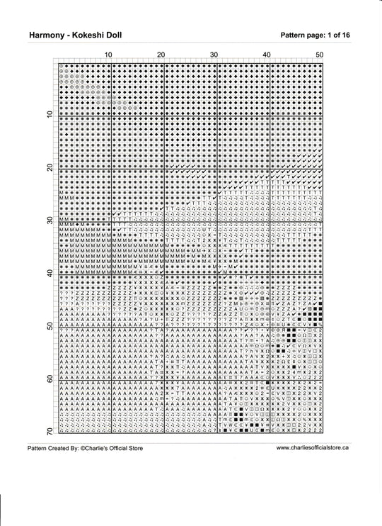 Counted Cross Stitch Harmony - Kokeshi Doll  PDF Digital Download Charlie's Official Store