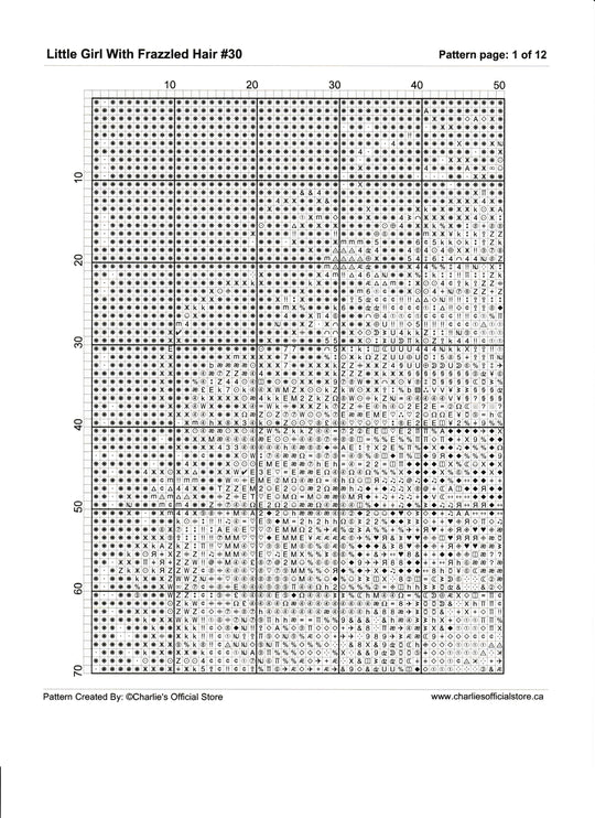 Counted Cross Stitch Little Girl With Frazzled Hair #30 Partial Coverage Digital Download PDF File Charlie's Official Store