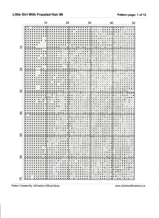 Counted Cross Stitch Little Girl With Frazzled Hair #8 Partial Coverage Digital Download PDF File Charlie's Official Store