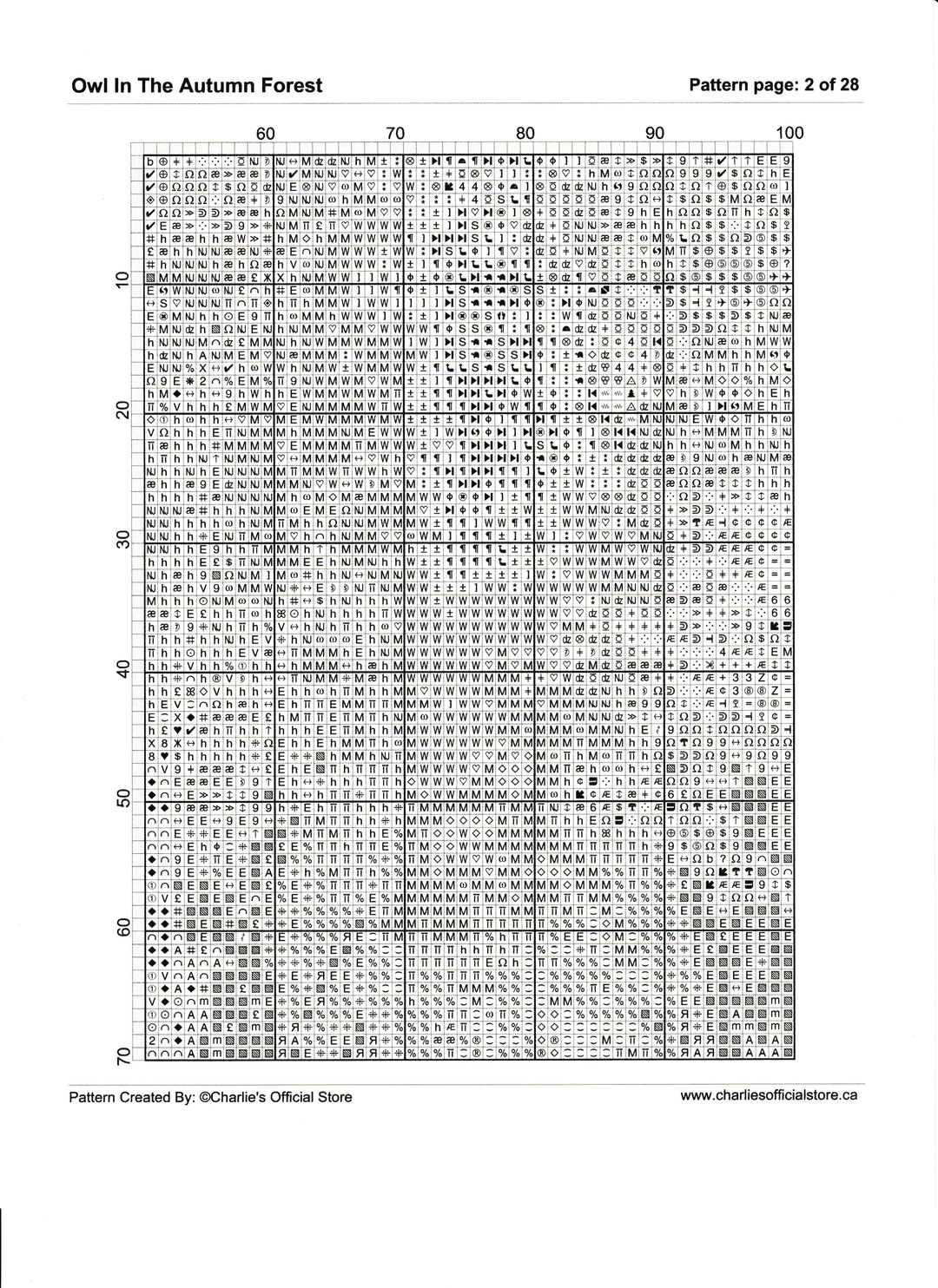 Counted Cross Stitch Owl In The Autumn Forest Digital Download PDF Format Charlie's Official Store