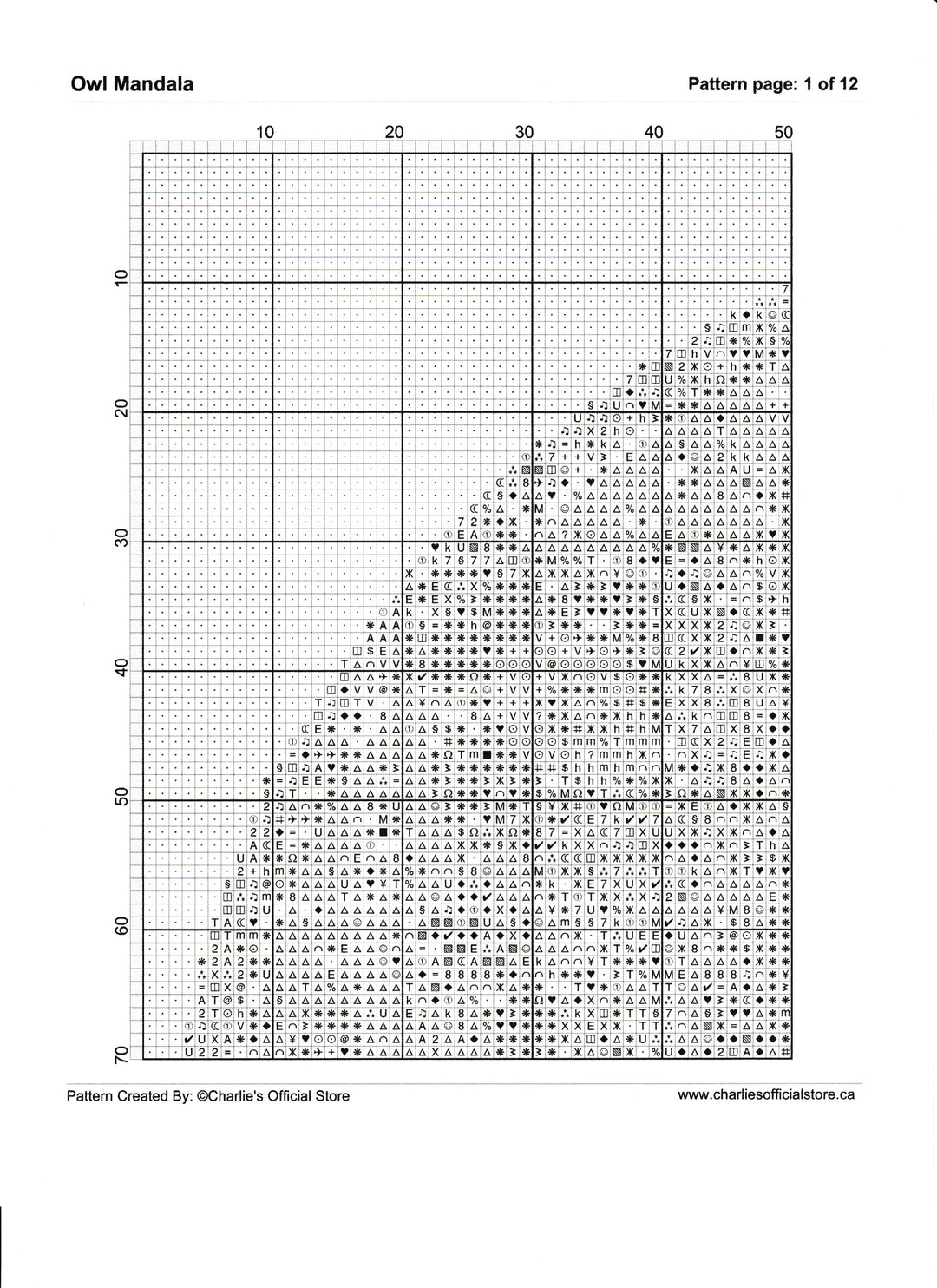 Counted Cross Stitch Owl Mandala Digital Download PDF File Charlie's Official Store