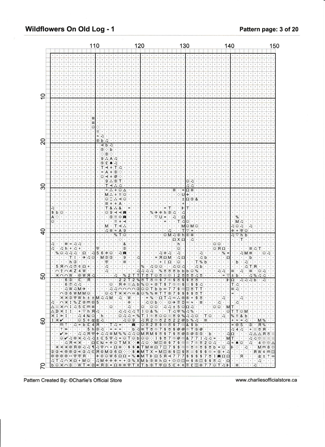 Counted Cross Stitch Wildflowers On Old Log Partial Digital Download PDF File Charlie's Official Store