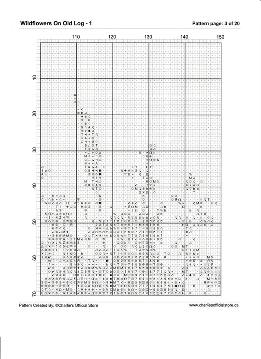 Counted Cross Stitch Wildflowers On Old Log Partial Digital Download PDF File Charlie's Official Store