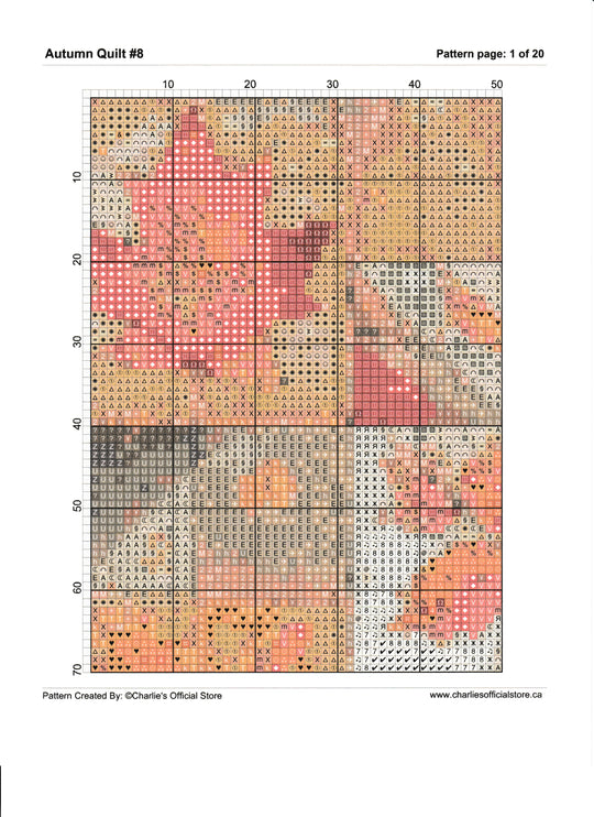 Counted Cross-Stitch Autumn Quilt #8 Full Coverage Digital Download PDF File Charlie's Official Store