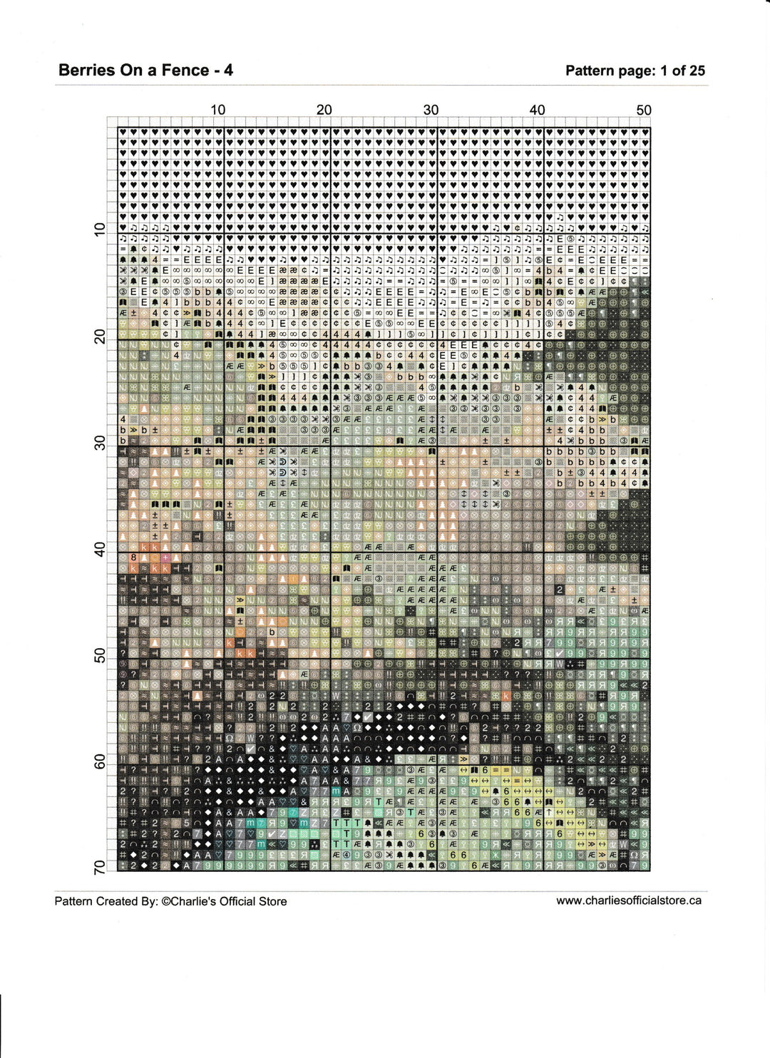 Counted Cross Stitch Berries On A Fence - 4  Digital Download Charlie's Official Store