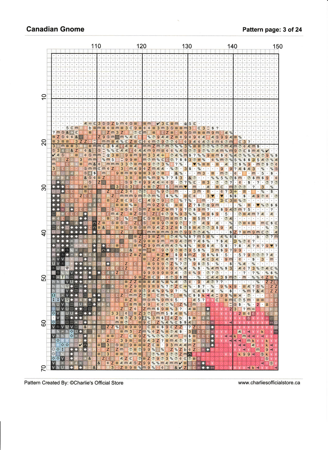 Counted Cross-Stitch Ccncdian Gnome Partial Coverage Digital Download PDF File Charlie's Official Store