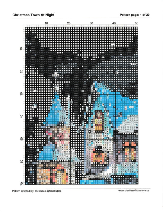 Stamped Cross Stitch Christmas Town At Night Full Coverage 11ct 14ct Charlie's Official Store