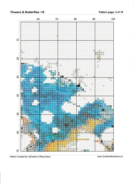 Counted Cross Stitch Flowers & Butterflies - 16 Digital Download PDF (Copy) Charlie's Official Store