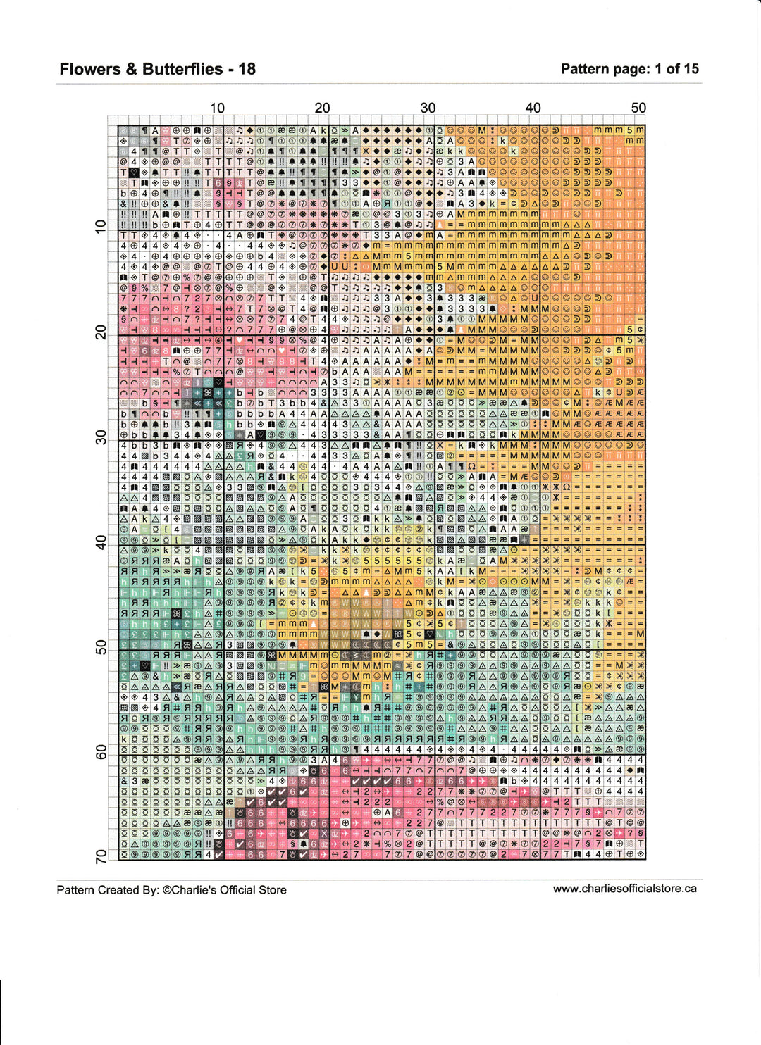 Counted Cross Stitch Flowers & Butterflies - 18 Digital Download PDF Charlie's Official Store