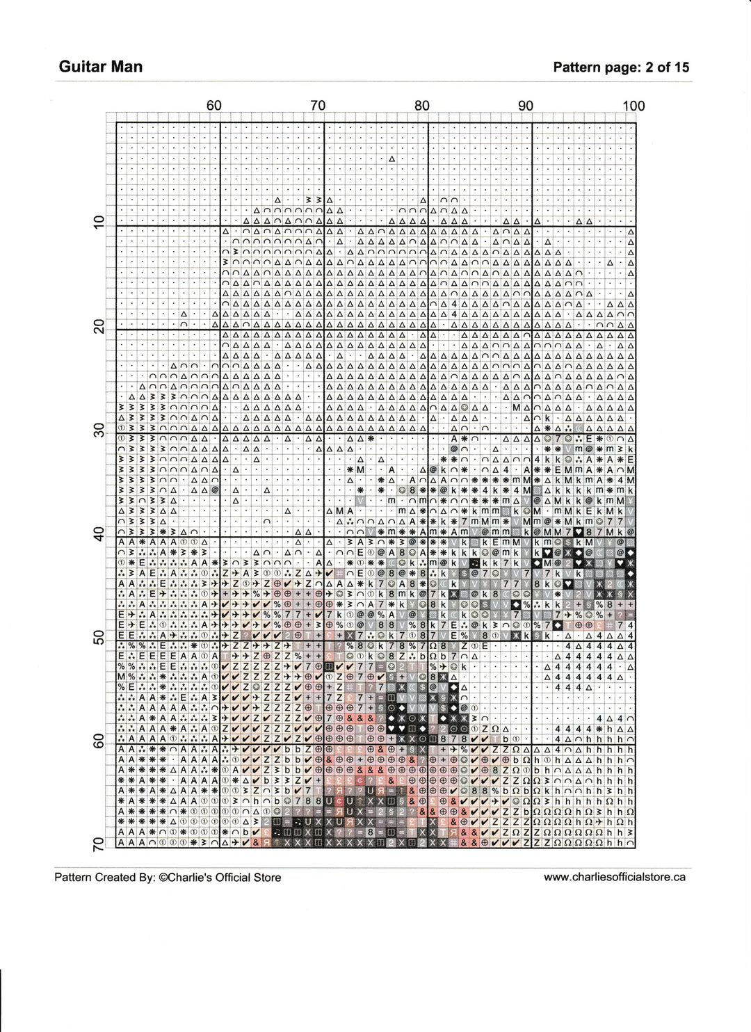 Counted Cross Stitch Guitar Man Digital Download PDF file Partial