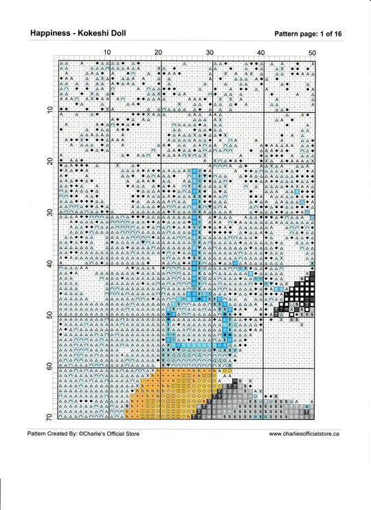 Counted Cross Stitch Happiness - Kokeshi Doll  PDF Digital Download Charlie's Official Store