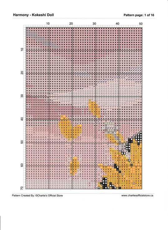 Counted Cross Stitch Harmony - Kokeshi Doll  PDF Digital Download Charlie's Official Store