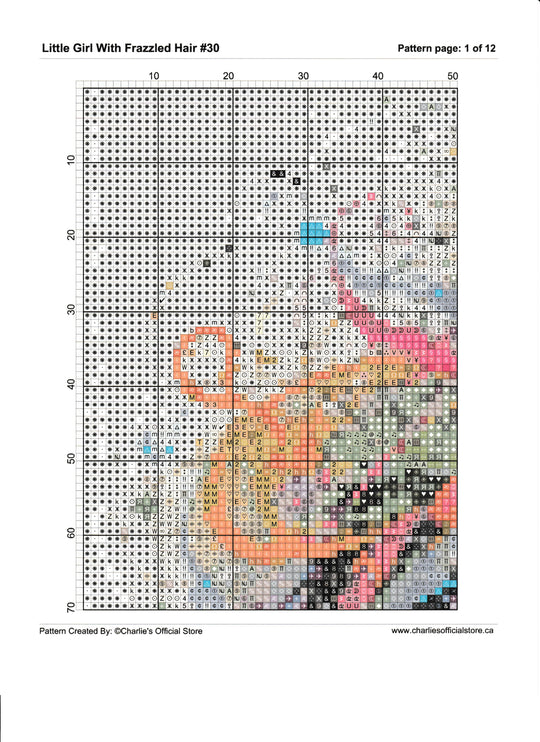 Counted Cross Stitch Little Girl With Frazzled Hair #30 Partial Coverage Digital Download PDF File Charlie's Official Store