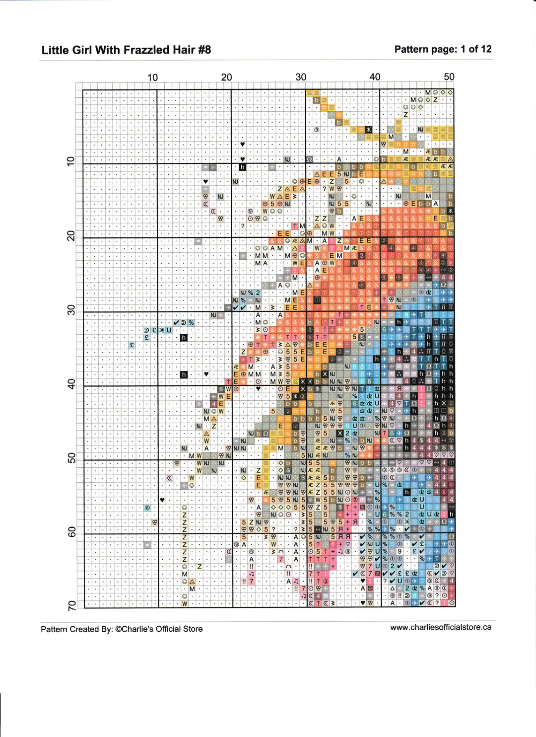 Counted Cross Stitch Little Girl With Frazzled Hair #8 Partial Coverage Digital Download PDF File Charlie's Official Store