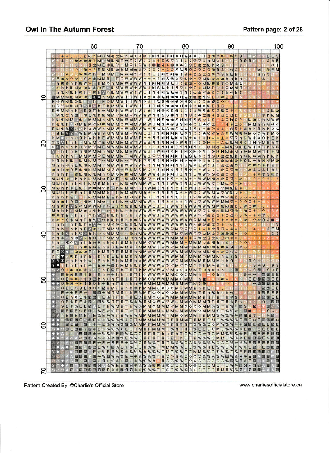 Counted Cross Stitch Owl In The Autumn Forest Digital Download PDF Format Charlie's Official Store