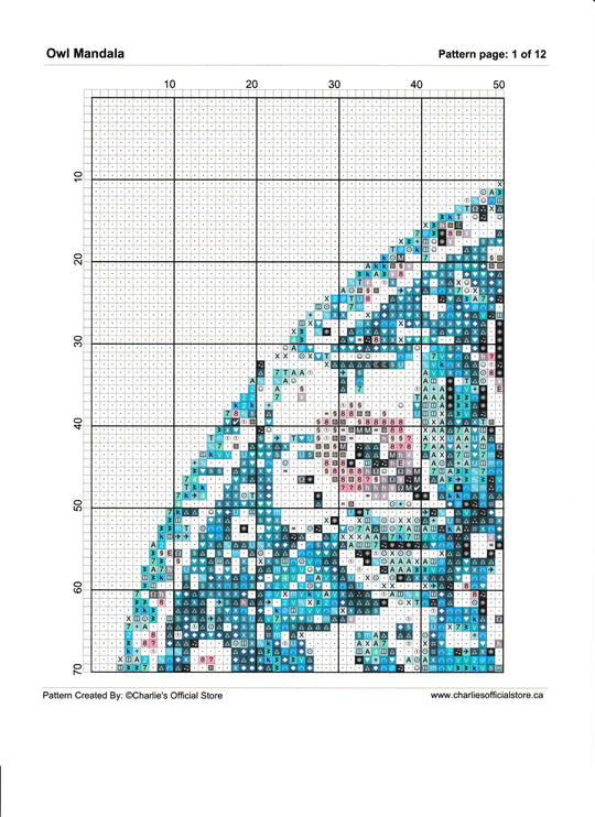 Counted Cross Stitch Owl Mandala Digital Download PDF File Charlie's Official Store