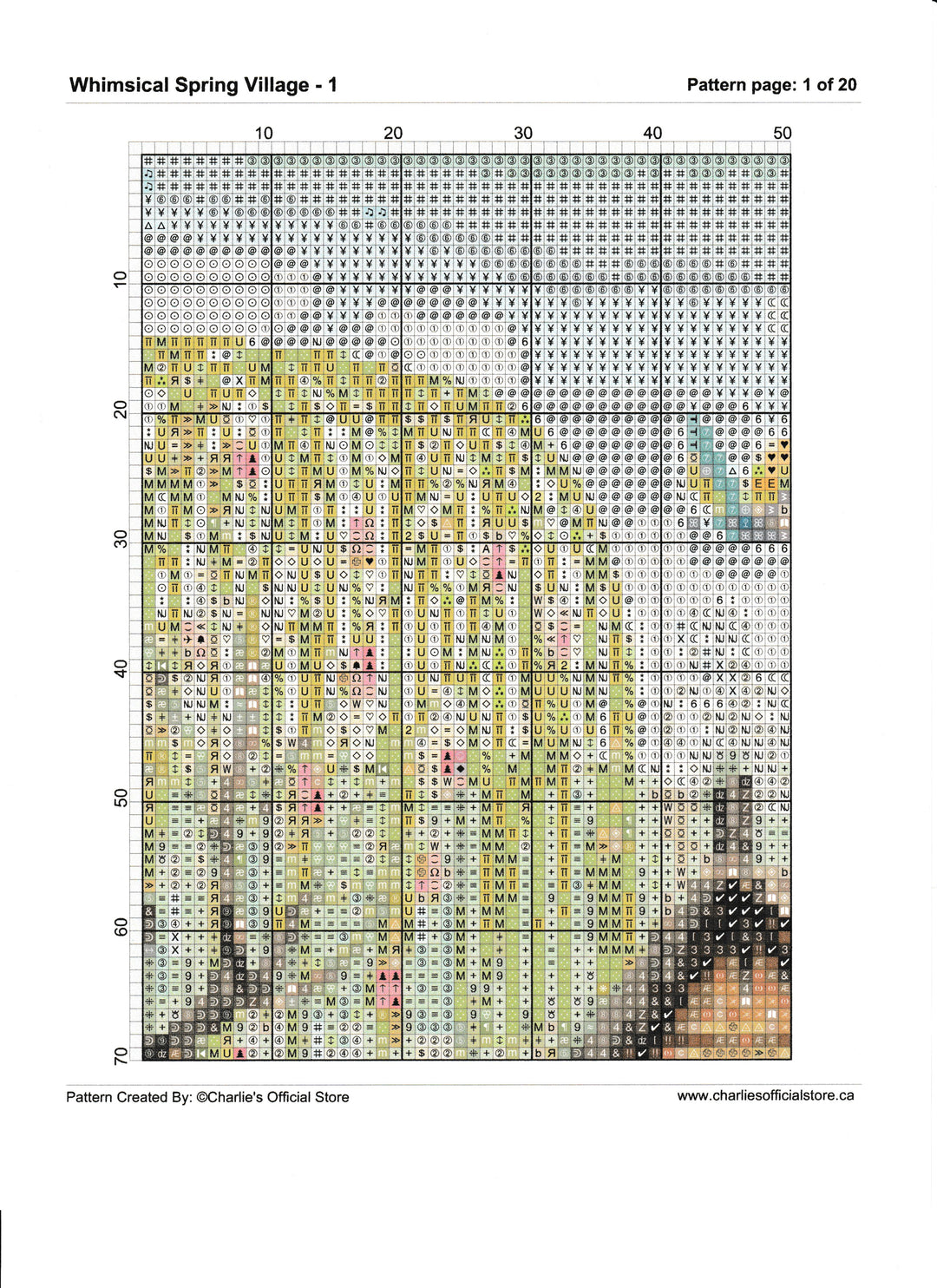 Counted Cross Stitch Whimsical Spring Village - 1  Digital Download Charlie's Official Store