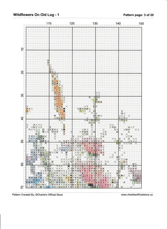 Counted Cross Stitch Wildflowers On Old Log Partial Digital Download PDF File Charlie's Official Store