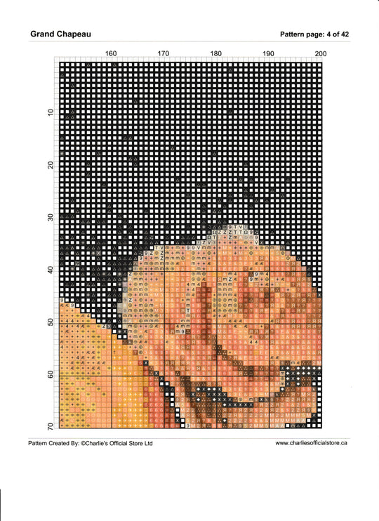 Grand Chapeau Counted Cross-Stitch Digital Downloadable Pattern Partial - Charlie's Diamond Painting