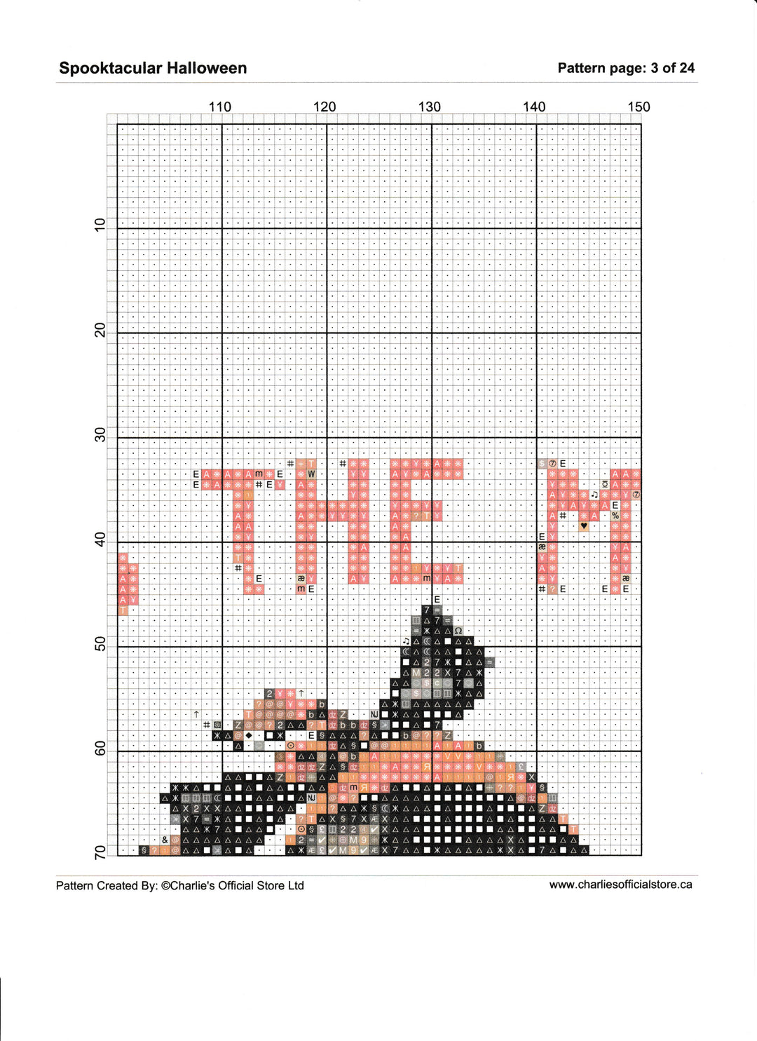 Spooktacular Halloween Counted Cross-Stitch Digital Downloadable Pattern Partial - Charlie's Diamond Painting