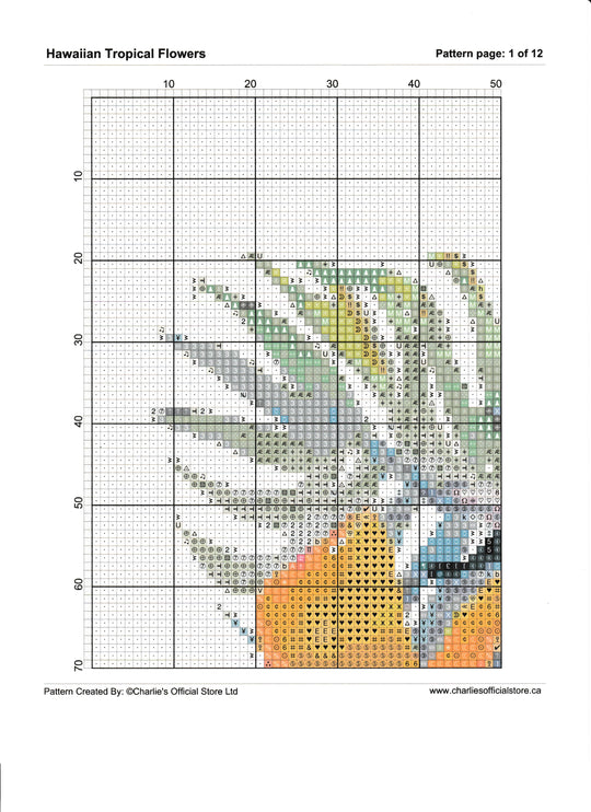 Hawaiian Tropical Flowers Counted Cross Stitch Digital Download - Charlie's Diamond Painting