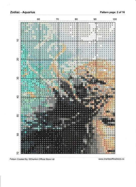 Zodiac Aquarius Counted Cross Stitch Digital Download - Charlie's Diamond Painting