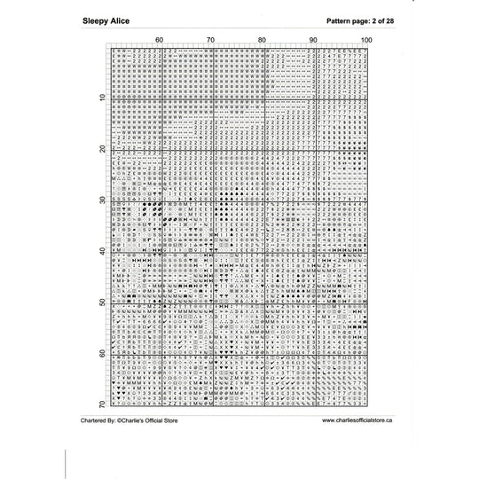 Counted Cross Stitch - Sleepy Alice - Digital Downlod PDF Charlie's Official Store