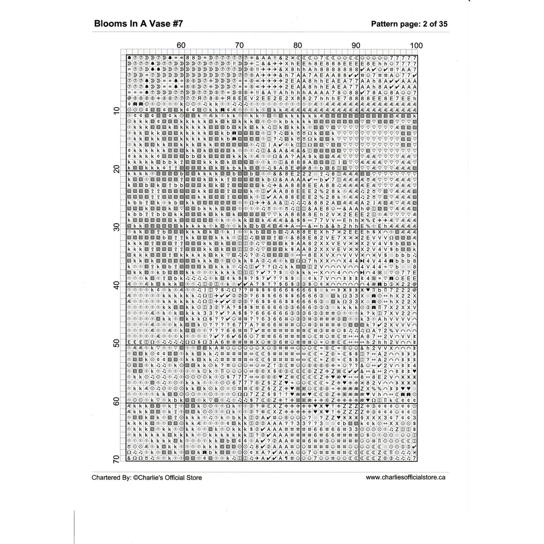 Counted Cross Stitch - Blooms In A Vase #7 - Digital Download PDF (Copy) Charlie's Official Store