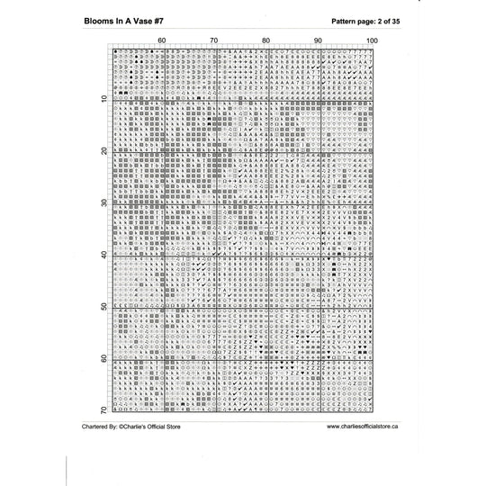 Counted Cross Stitch - Blooms In A Vase #7 - Digital Download PDF (Copy) Charlie's Official Store