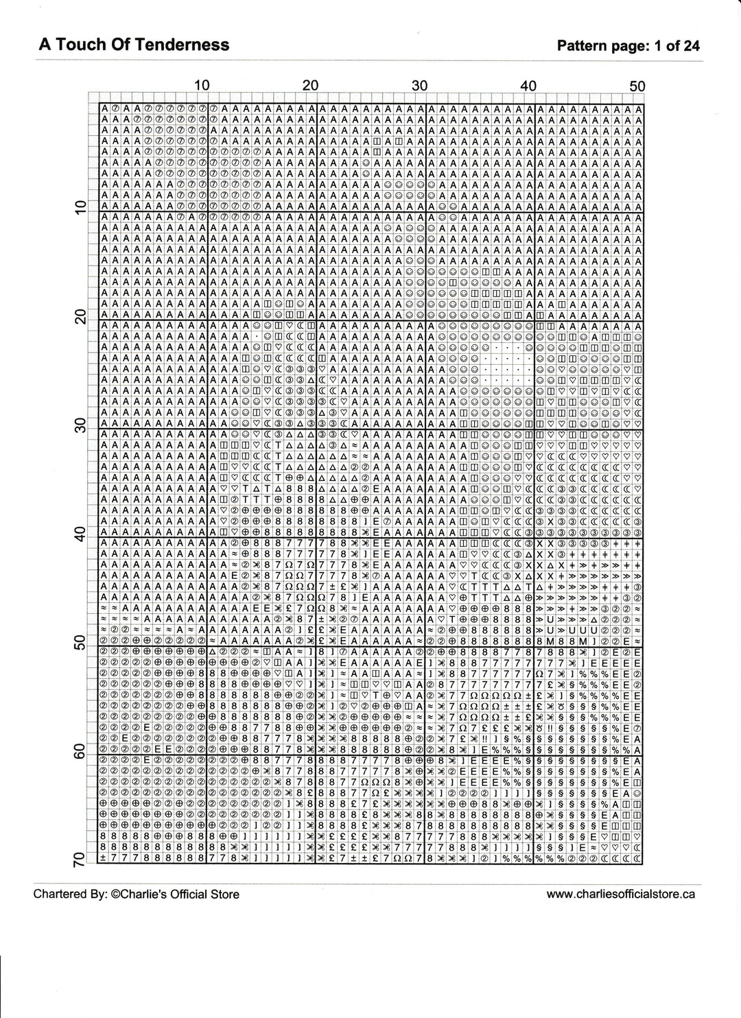 Counted Cross Stitch - A Touch Of Tenderness - Digital Download PDF File Charlie's Official Store