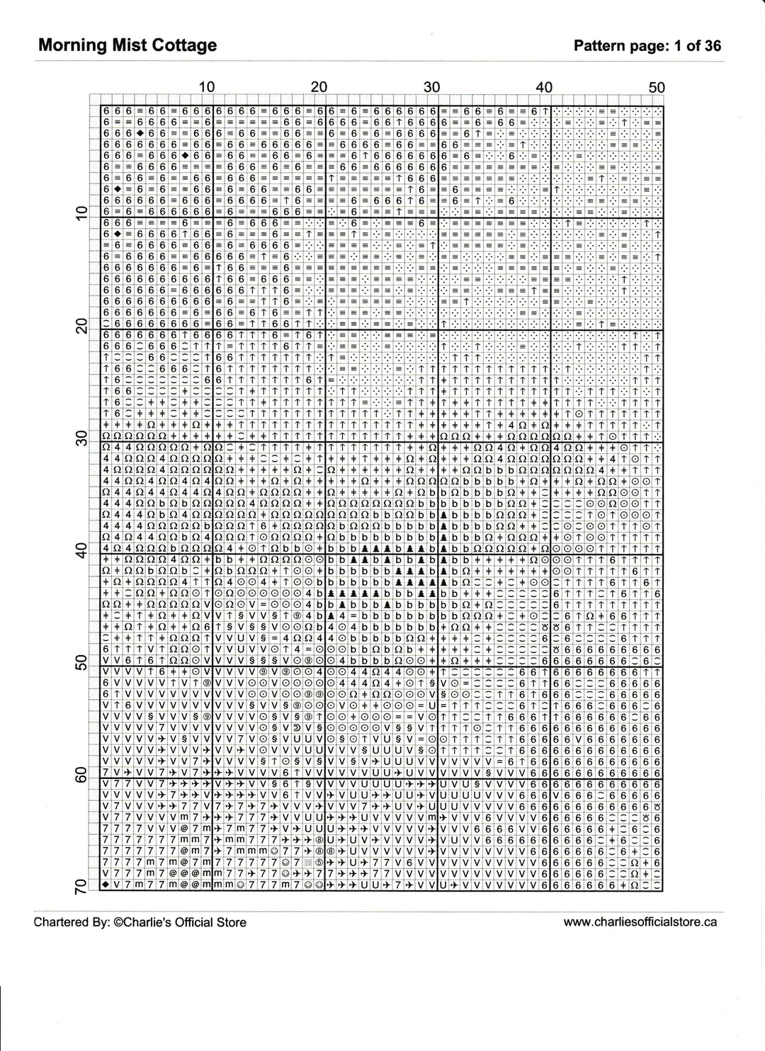 Counted Cross Stitch - Morning Mist Cottage - Digital Download PDF File Charlie's Official Store