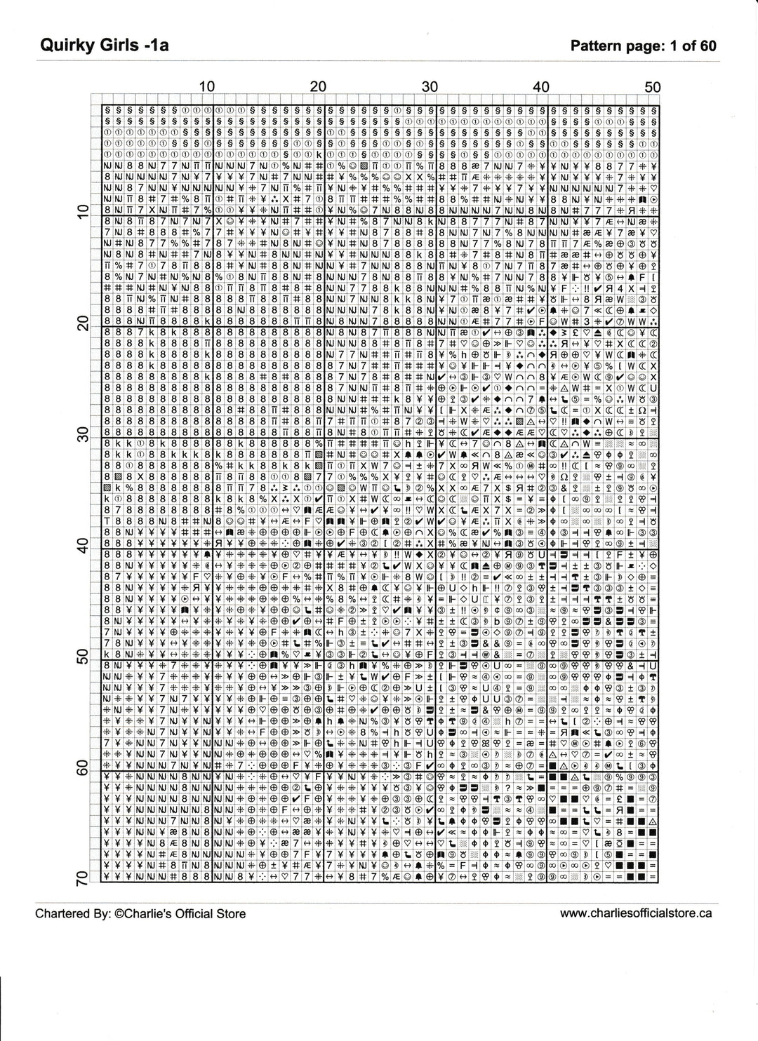 Counted Cross Stitch Quirky Girl - 1a Digital Download PDF File Charlie's Official Store