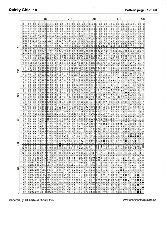 Counted Cross Stitch Quirky Girl - 1a Digital Download PDF File Charlie's Official Store