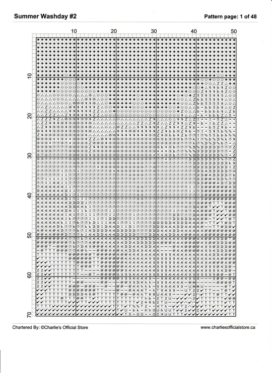 Counted Cross Stitch - Summer Washday #2 - Digital Download PDF File Charlie's Official Store