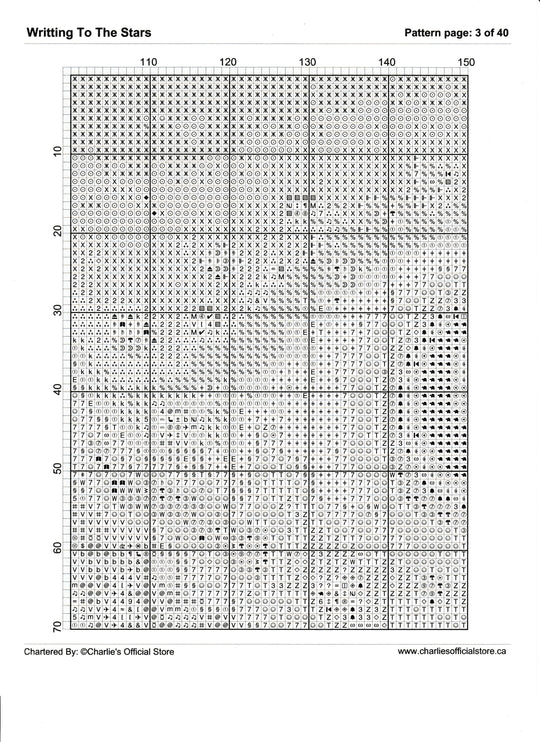Counted Cross Stitch - Writting To The Stars - Digital Download PDF File Charlie's Official Store