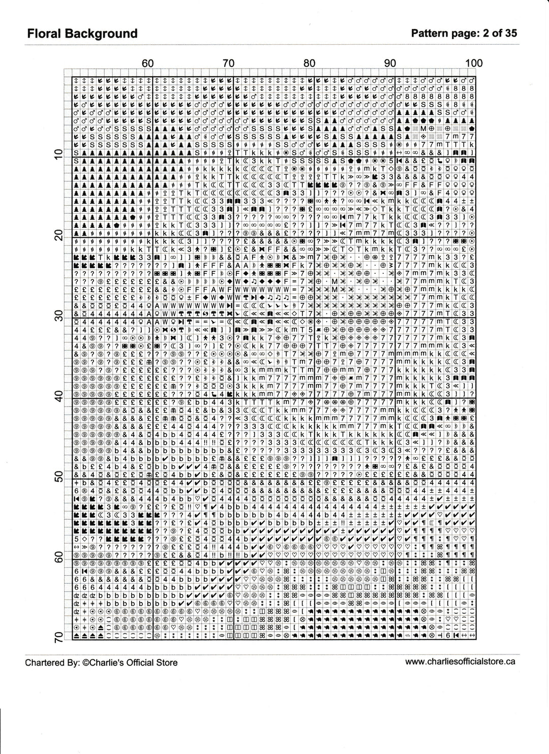 Counted Cross Stitch - Floral Background - Digital Downlod PDF (Copy) Charlie's Official Store