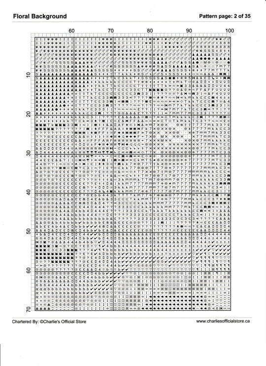 Counted Cross Stitch - Floral Background - Digital Downlod PDF (Copy) Charlie's Official Store