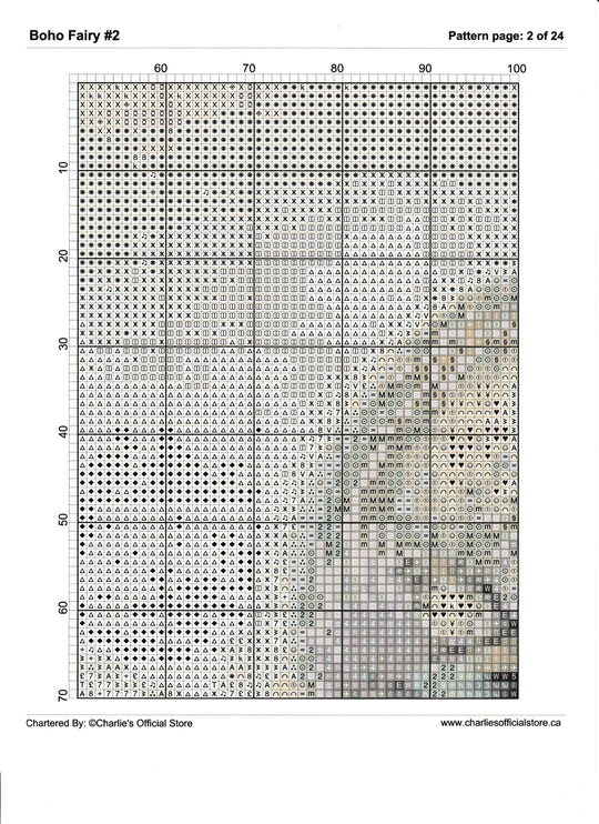 Counted Cross Stitch - Boho Fairy #2 - Digital Download PDF File (Copy) Charlie's Official Store