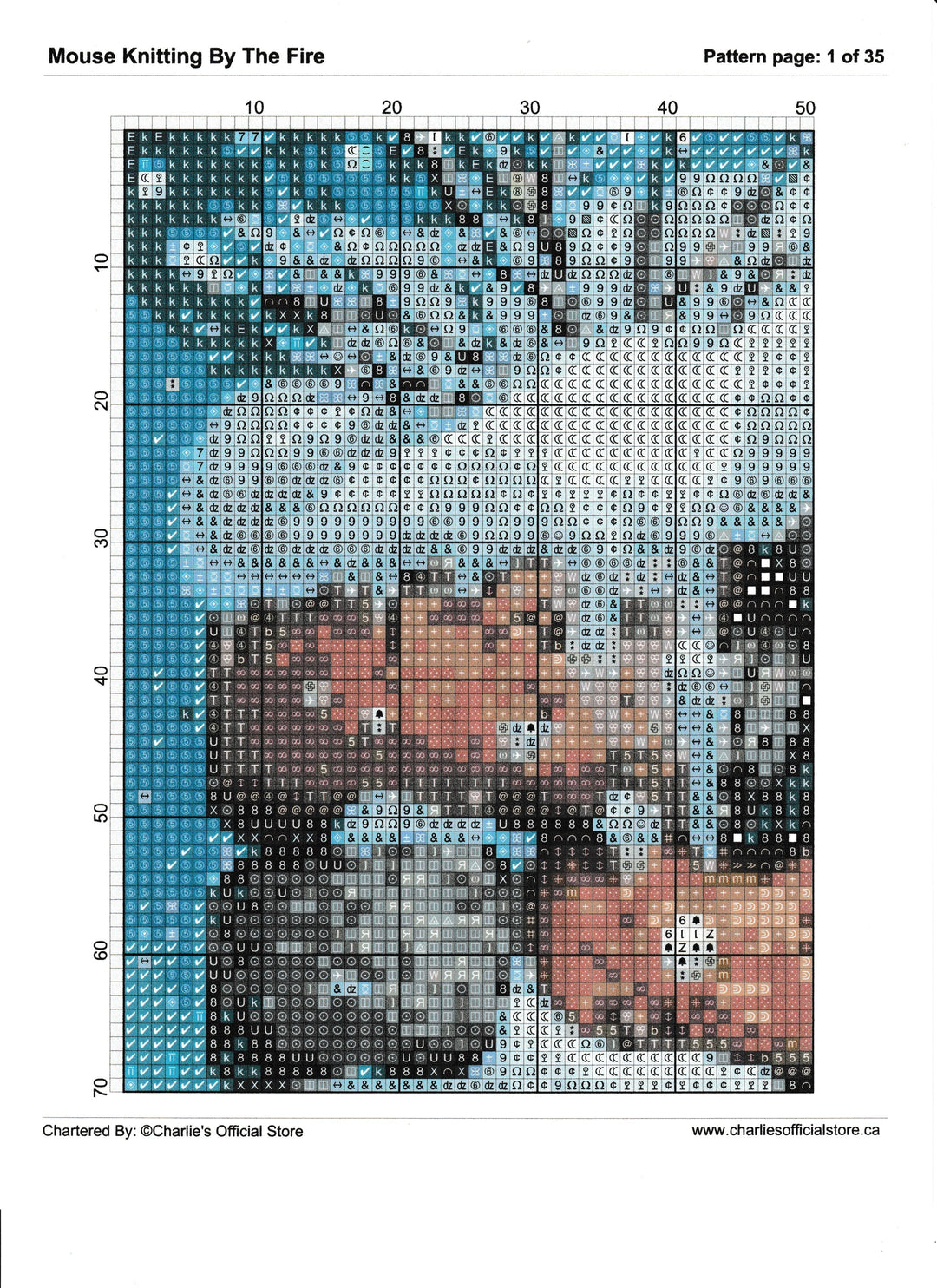 Counted Cross Stitch - Mouse Knitting By The Fire - Digital Download PDF File (Copy) Charlie's Official Store