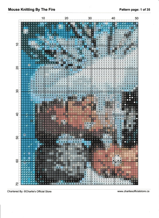 Counted Cross Stitch - Mouse Knitting By The Fire - Digital Download PDF File (Copy) Charlie's Official Store
